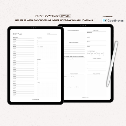 Undated Daily Planner with Wellness Journal