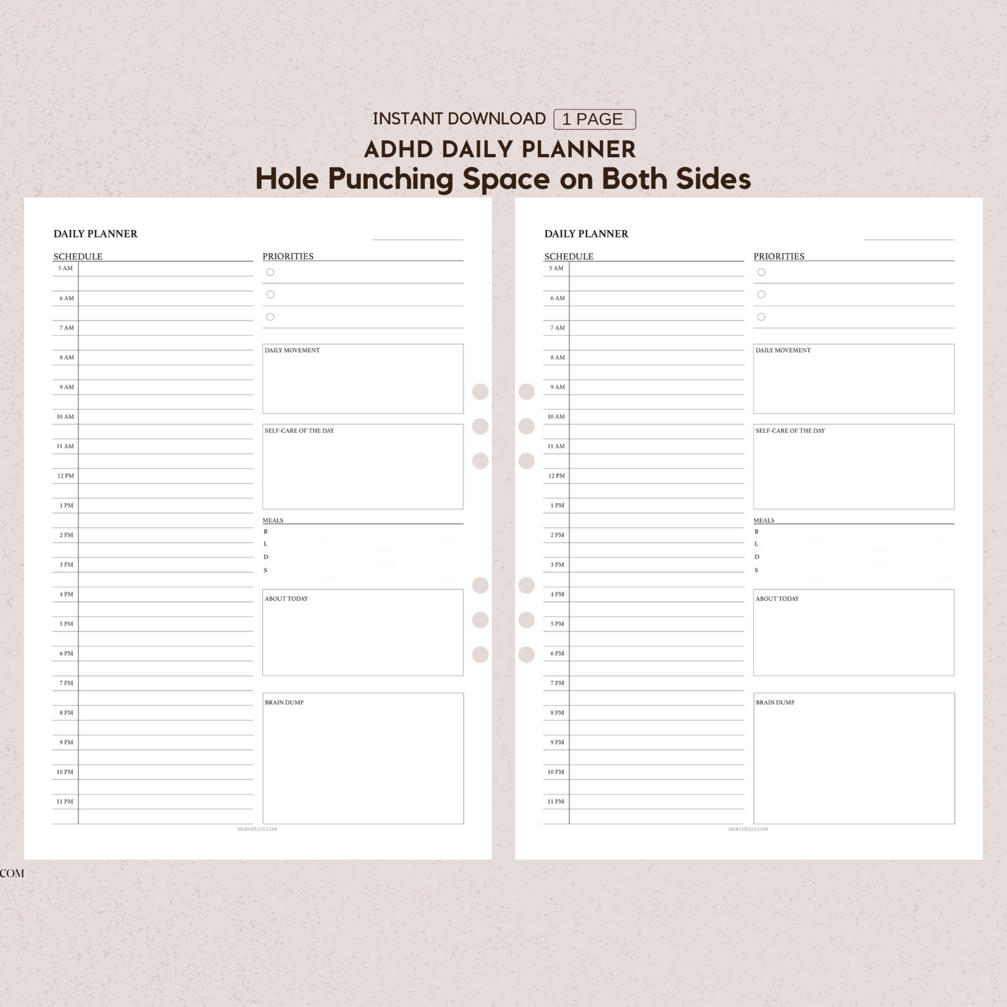 ADHD DAILY PLANNER|Digital and Printable Planner Pages