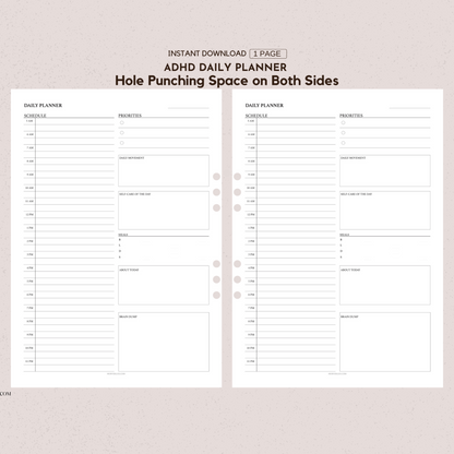 ADHD DAILY PLANNER|Digital and Printable Planner Pages