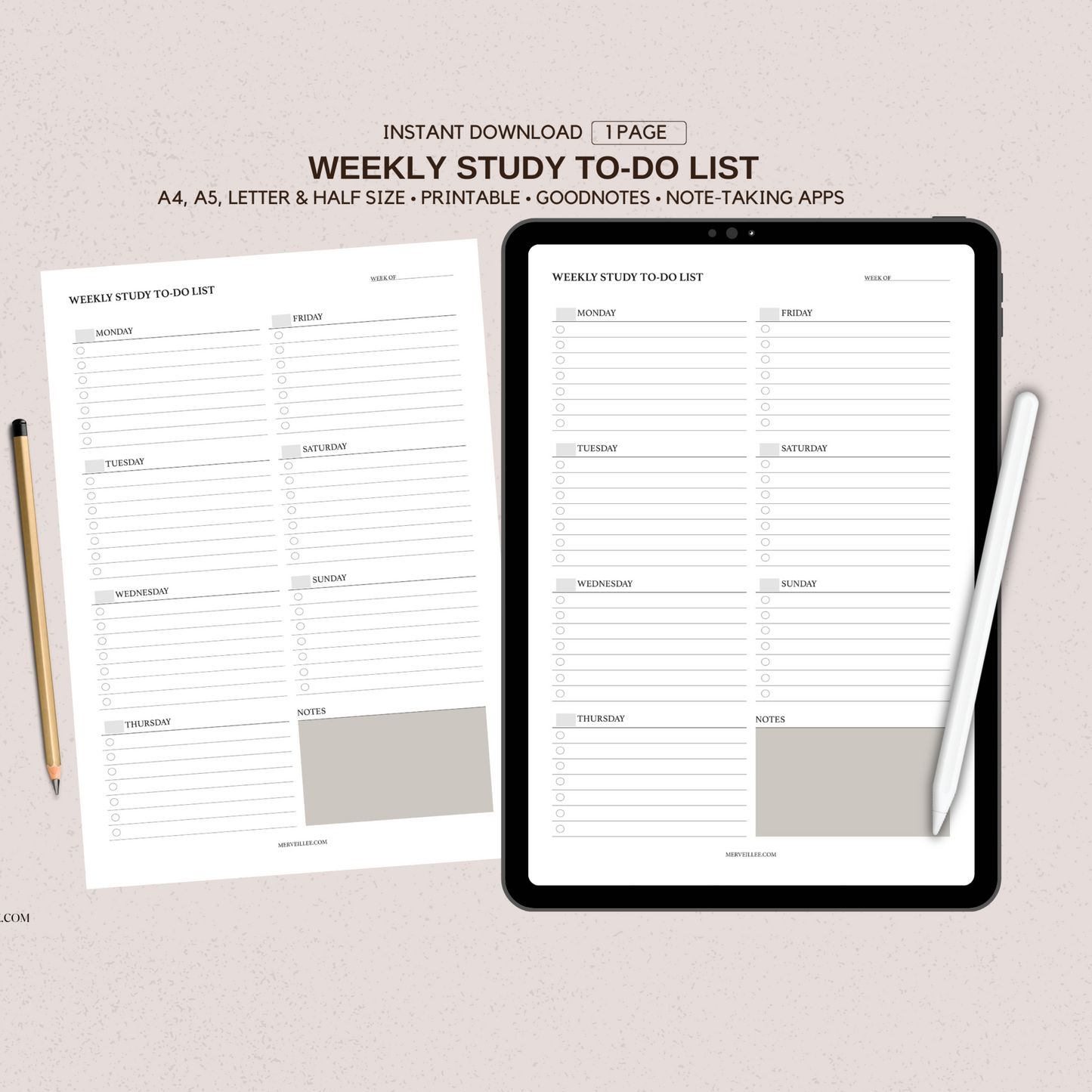 WEEKLY PLAN TO-DO LIST| Digital and Printable Planner Pages