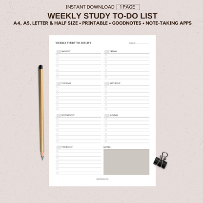 WEEKLY PLAN TO-DO LIST| Digital and Printable Planner Pages