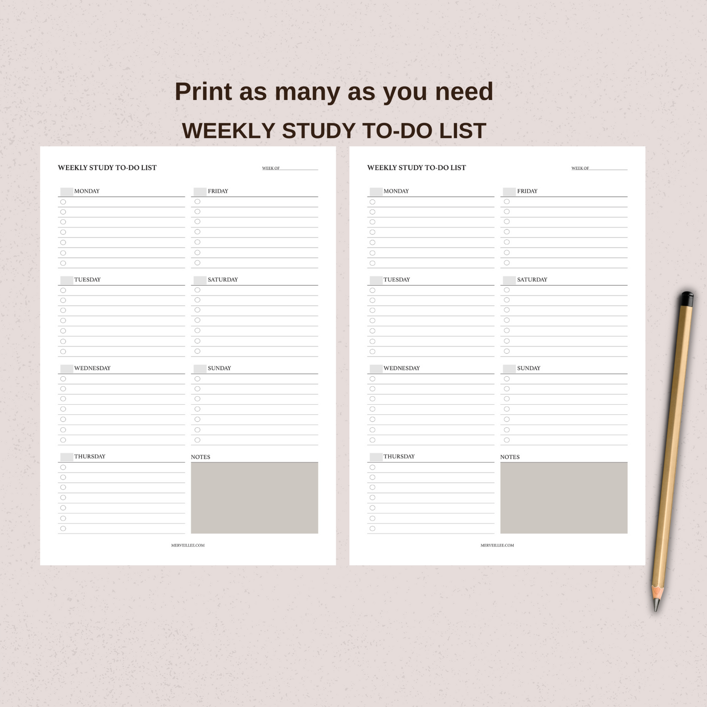 WEEKLY PLAN TO-DO LIST| Digital and Printable Planner Pages